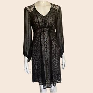 Ella Moss Black Empire Waist Lace Overlay Dress Size Small